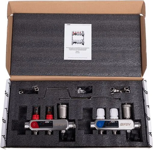 Группа коллекторная с расходомерами 2 отвода 1&quot;в/в x ¾&quot;ек FDV S1103C-2/2