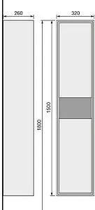 Шкаф-пенал подвесной Jorno Glass 32 белый/дуб Gla.04.150/P/W Шкаф-пенал подвесной Jorno Glass 32 белый/дуб Gla.04.150/P/W, 2