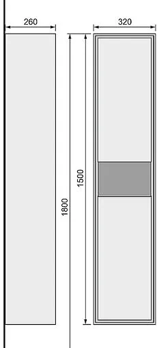 Шкаф-пенал подвесной Jorno Glass 32 белый/дуб Gla.04.150/P/W