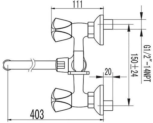 Смеситель для ванны с длинным изливом SMARTsant Бэйс хром SM060002AA