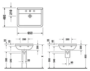 Раковина Duravit Starck 3 65 белый 0300650000 Раковина Duravit Starck 3 65 белый 0300650000, 2