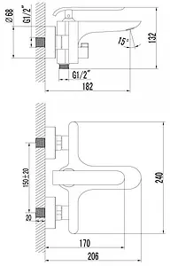 Смеситель для ванны Lemark Melange белый/хром LM4914CW Смеситель для ванны Lemark Melange белый/хром LM4914CW, 2