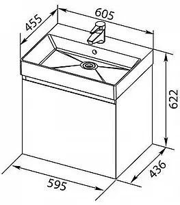 Тумба-умывальник подвесная Aquanet Нью-Йорк 60 орех 00203945+ Тумба-умывальник подвесная Aquanet Нью-Йорк 60 орех 00203945+, 2