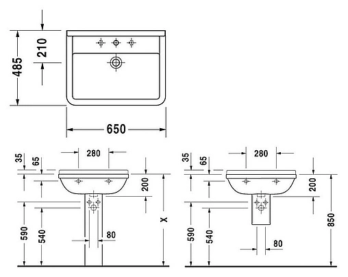 Раковина Duravit Starck 3 65 белый 0300650000 Раковина Duravit Starck 3 65 белый 0300650000