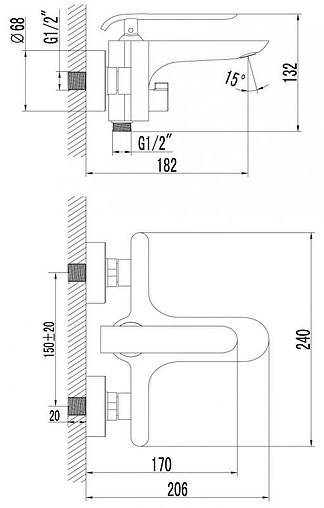 Смеситель для ванны Lemark Melange белый/хром LM4914CW