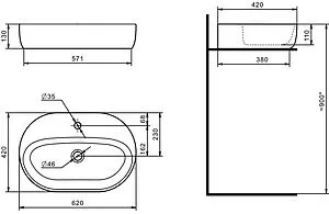 Тумба-умывальник подвесная Aquaton Либерти 90 дуб эльвезия/белый глянец 1A2799K5LY010, 5