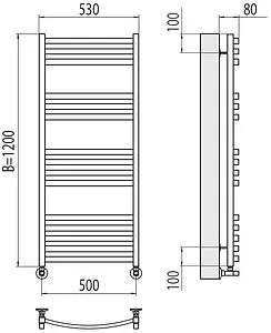 Полотенцесушитель водяной лесенка Terminus Палермо П15 500х1200 полированная сталь 4670078530776, 2