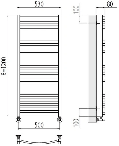Полотенцесушитель водяной лесенка Terminus Палермо П15 500х1200 полированная сталь 4670078530776
