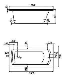 Ванна акриловая Santek Монако XL 160x75 1WH111978 Ванна акриловая Santek Монако XL 160x75 1WH111978, 2