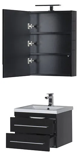 Шкаф-зеркало Aquanet Нота 58 L чёрный 00169191