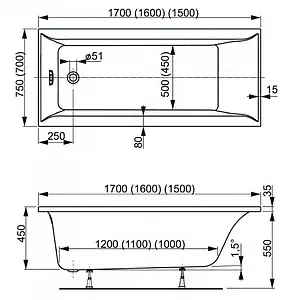 Ванна акриловая Vagnerplast Veronela 150x70 VPBA157VEA2X-04 Ванна акриловая Vagnerplast Veronela 150x70 VPBA157VEA2X-04, 2