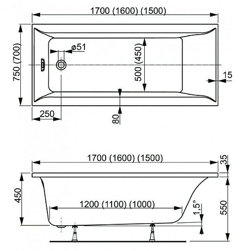 Ванна акриловая Vagnerplast Veronela 150x70 VPBA157VEA2X-04