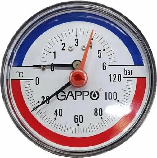 Термоманометр аксиальный Gappo 50мм 6 бар ½&quot; G1473