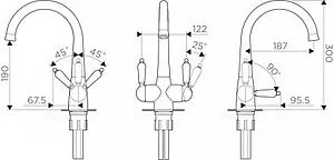 Смеситель для кухни с подключением к фильтру Omoikiri Okinawa-AB античная латунь/Swarovski 4994056 Смеситель для кухни с подключением к фильтру Omoikiri Okinawa-AB античная латунь/Swarovski 4994056, 2
