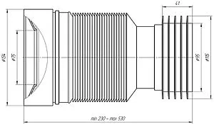 Гофра для унитаза Ани Пласт D100 230-530мм K828 Гофра для унитаза Ани Пласт D100 230-530мм K828, 2