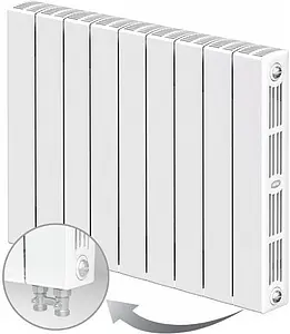 Радиатор биметаллический 9 секций нижнее правое подключение Rifar Supremo Ventil 500 белый RSVR50009 Радиатор биметаллический 9 секций нижнее правое подключение Rifar Supremo Ventil 500 белый RSVR50009, 1