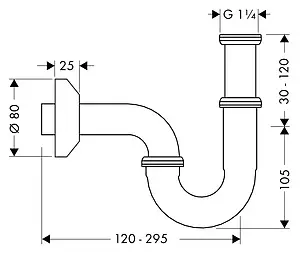 Сифон трубный для раковины Hansgrohe Flowstar хром 53010000 Сифон трубный для раковины Hansgrohe Flowstar хром 53010000, 2