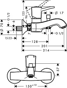 Смеситель для ванны Hansgrohe Metropol Classic хром 31340000 Смеситель для ванны Hansgrohe Metropol Classic хром 31340000, 2