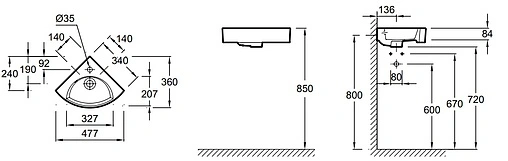 Раковина Jacob Delafon Odeon Rive Gauche 47.7 белый EGP112-00 Раковина Jacob Delafon Odeon Rive Gauche 47.7 белый EGP112-00