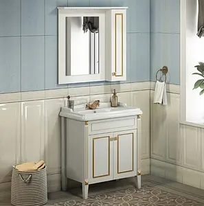 Шкаф-зеркало Comforty Палермо 80 белый/патина золото 00004143508CF, 4