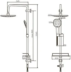 Душевая система без смесителя Dorff Prime хром D0740000 Душевая система без смесителя Dorff Prime хром D0740000, 2