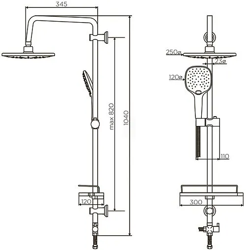 Душевая система без смесителя Dorff Prime хром D0740000