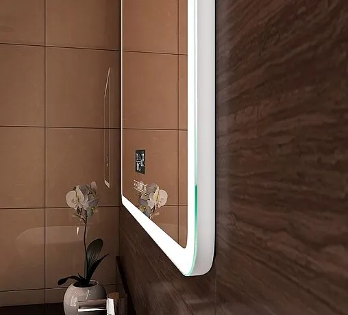 Зеркало с подсветкой Continent Demure Led 100x70 с музыкальным блоком, с подогревом белый ЗЛП259