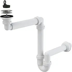 Сифон трубный для раковины AlcaPlast белый A413 Сифон трубный для раковины AlcaPlast белый A413, 1