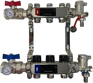 Группа коллекторная без расходомеров 3 отвода 1&quot;в/в x ¾&quot;ек WAAG WG.588.0603.F, 1