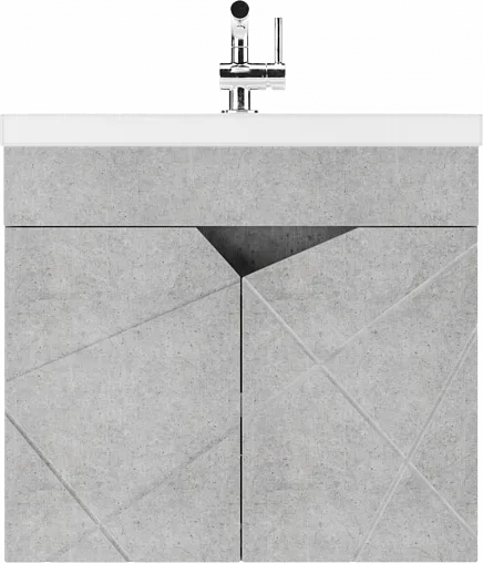 Тумба-умывальник подвесной Домино Vector 60 метрополитан грей/бетон серый DV6610T+4627173210874