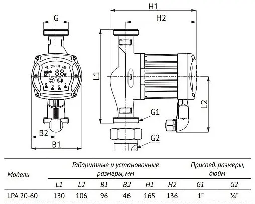 Насос циркуляционный Unipump LPA 20-60 130 89188