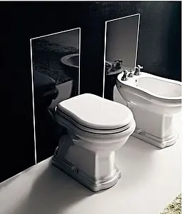 Крышка-сиденье для унитаза с микролифтом Kerasan Retro белый/золото 108701 Крышка-сиденье для унитаза с микролифтом Kerasan Retro белый/золото 108701, 2