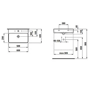 Раковина Laufen Val 60 белый 8.1028.3.000.104.1 Раковина Laufen Val 60 белый 8.1028.3.000.104.1, 2