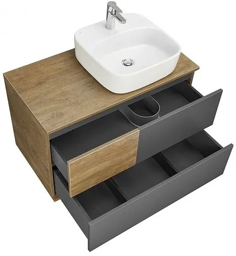 Тумба-умывальник подвесная Aquaton Терра 85 дуб кантри/антрацит 1A2472K3TEKA0