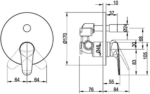 Смеситель для ванны скрытого монтажа Villeroy&amp;Boch O.novo Start хром TVS10535311061