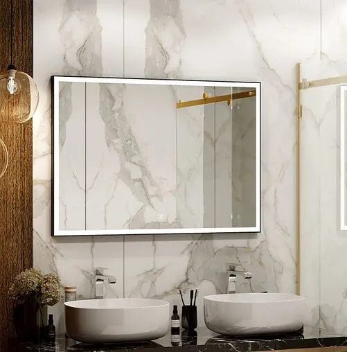 Зеркало с подсветкой Continent Frame Black Led 100x70 чёрный ЗЛП188