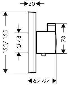 Термостат для 1 потребителя Hansgrohe ShowerSelect Highflow шлифованный чёрный хром 15760340, 2