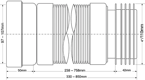 Гофра для унитаза Mc Alpine 330-850мм MRWC-F33R
