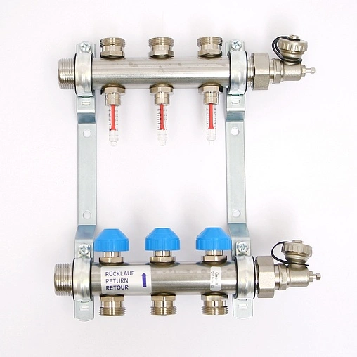 Группа коллекторная с расходомерами 3 отвода 1&quot;н/н x 3/4&quot;ек Uni-fitt 455W4303