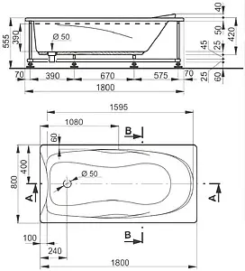 Ванна акриловая Pestan Una 180х80 13118080 Ванна акриловая Pestan Una 180х80 13118080, 2