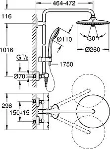 Душевая система с термостатом для душа Grohe Euphoria 260 хром 27296002 Душевая система с термостатом для душа Grohe Euphoria 260 хром 27296002, 2