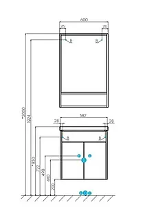 Тумба под умывальник подвесная Aquaton Флай 60 белый/дуб крафт 1A237301FAX10 Тумба под умывальник подвесная Aquaton Флай 60 белый/дуб крафт 1A237301FAX10, 2