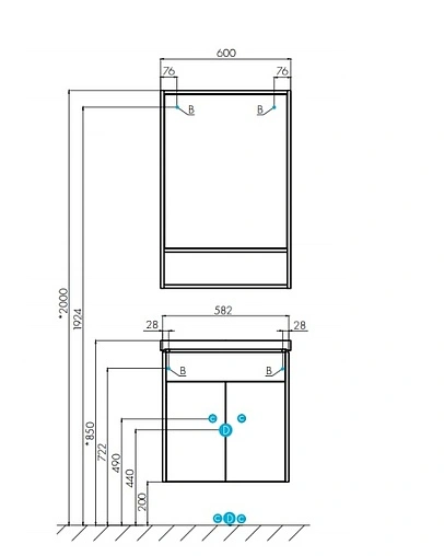 Тумба под умывальник подвесная Aquaton Флай 60 белый/дуб крафт 1A237301FAX10