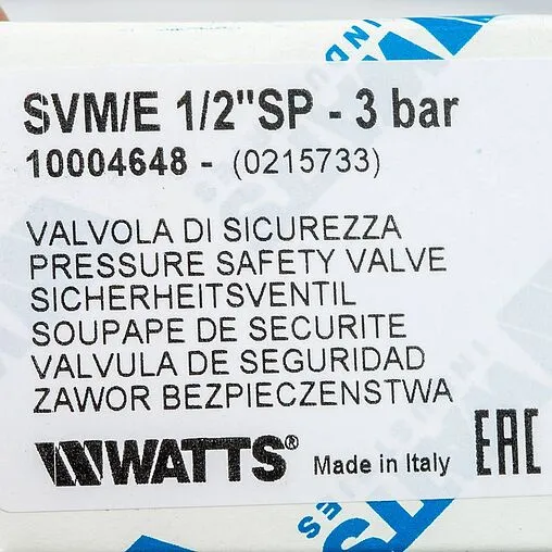 Клапан предохранительный ½&quot; 3 бар WATTS SVM 3 10004648