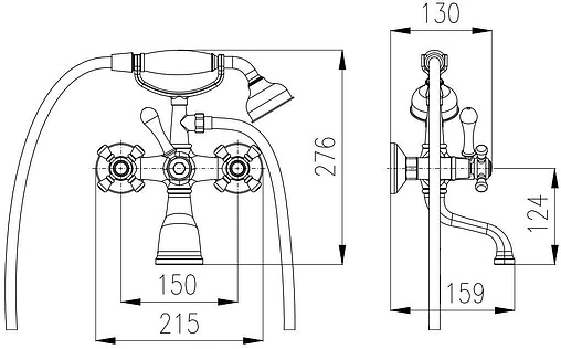 Смеситель для ванны Rav Slezak Morava retro золото/белый MK159.5/2Z