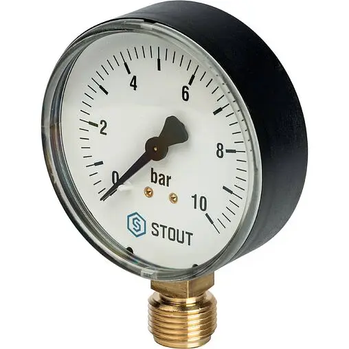 Манометр радиальный Stout 80мм 10 бар ¼&quot; SIM-0010-801015