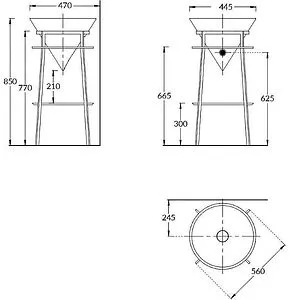 Консоль с умывальником напольная Kerama Marazzi Cono 44 чёрный матовый CO.44\BLK.M+CO.wbi.44\BLK.M, 2