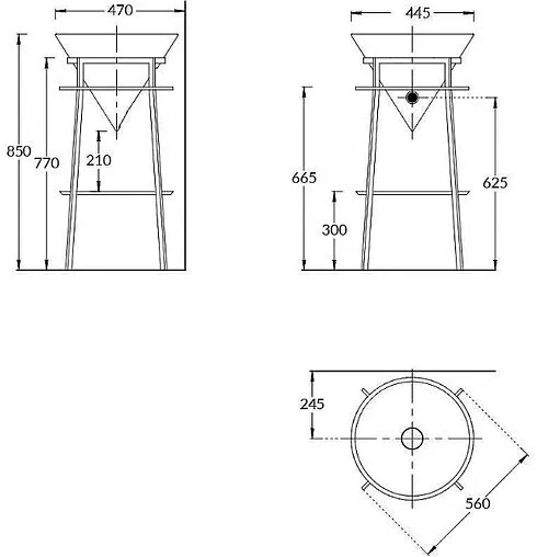 Консоль с умывальником напольная Kerama Marazzi Cono 44 чёрный матовый CO.44\BLK.M+CO.wbi.44\BLK.M