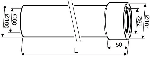 Коаксиальный удлинитель Ø 60/100мм L=750мм (Al) Buderus 7736995063