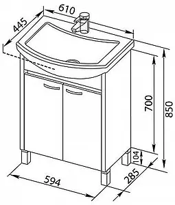 Тумба-умывальник напольная Aquanet Донна 60 дуб светлый 00168929+00168863, 2